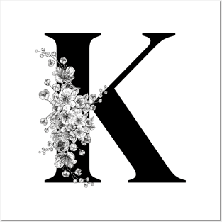 K alphabet Botanical cherry blossom sakura flowers Posters and Art